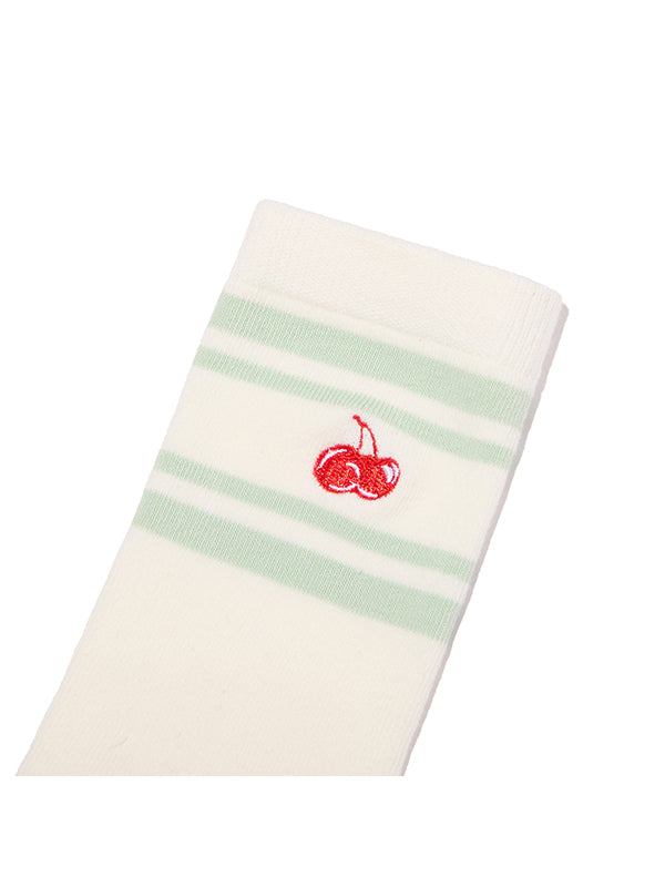 カラーブロックチェリーソックス【イエロー】