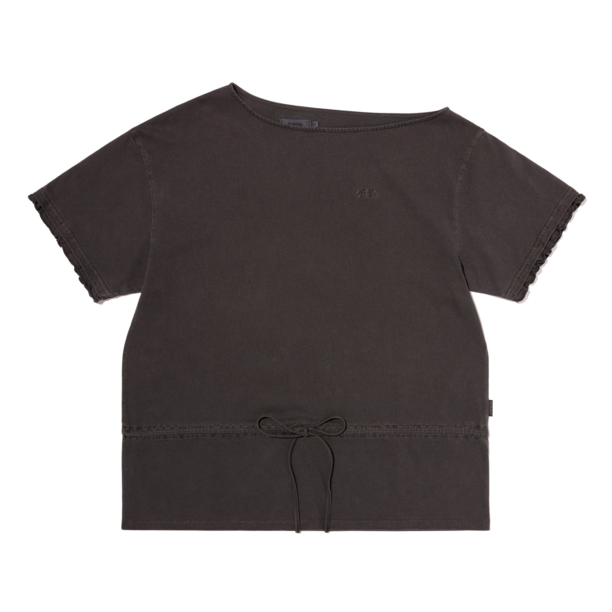 ハーフ オフショルダーウエスト ストリングTシャツ【チャコール】