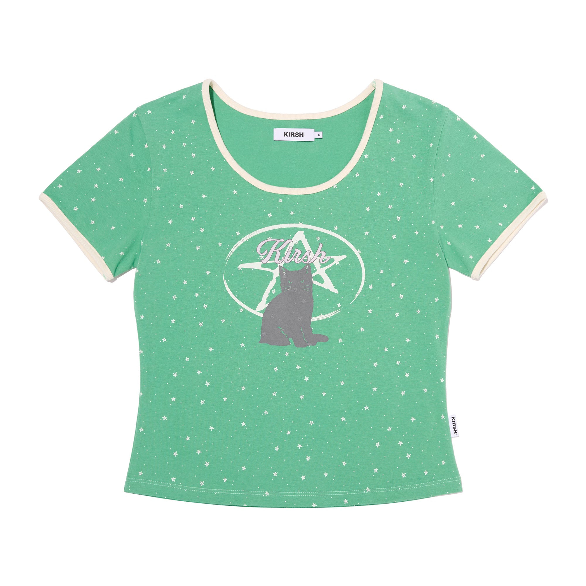 オールオーバープリントユーネックリンガーTシャツ【グリーン】