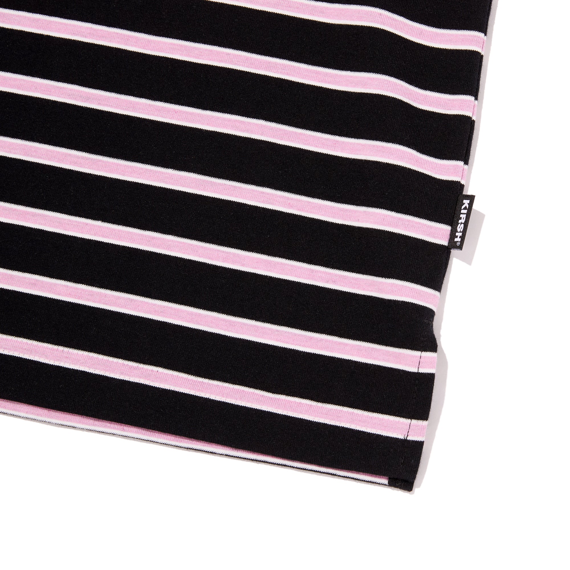 ハーフネックストライプルーズフィットポロTシャツ【ブラック】