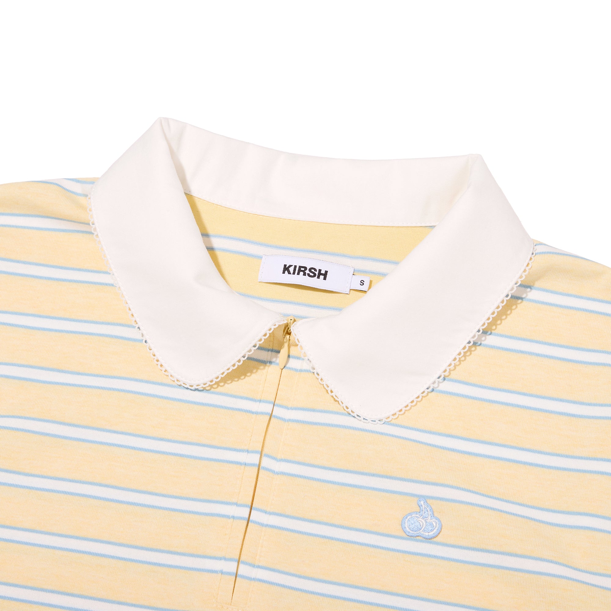 ハーフネックストライプルーズフィットポロTシャツ【ブラック】