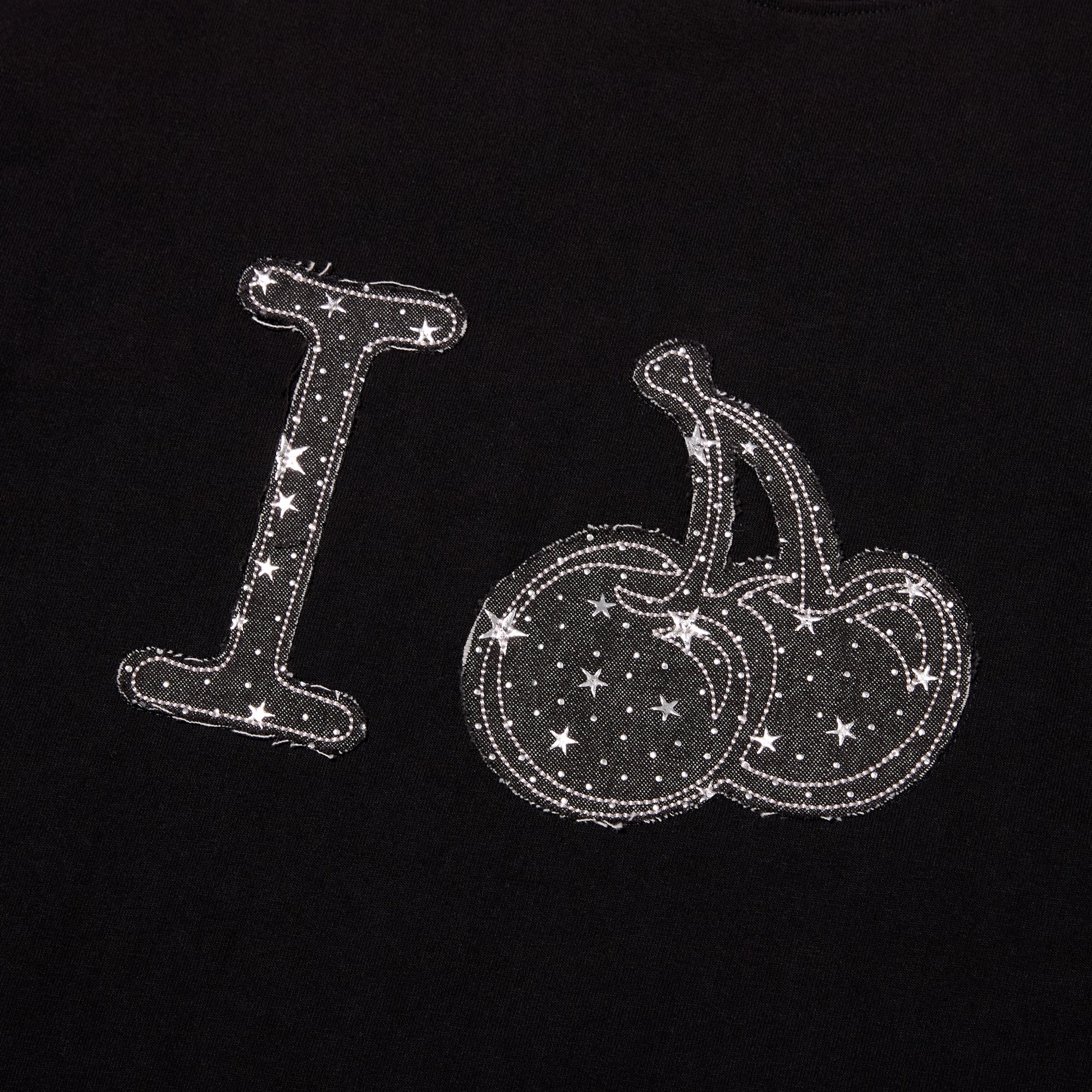 I LOVE KIRSH デニムアップリケ半袖Tシャツ【イエロー】