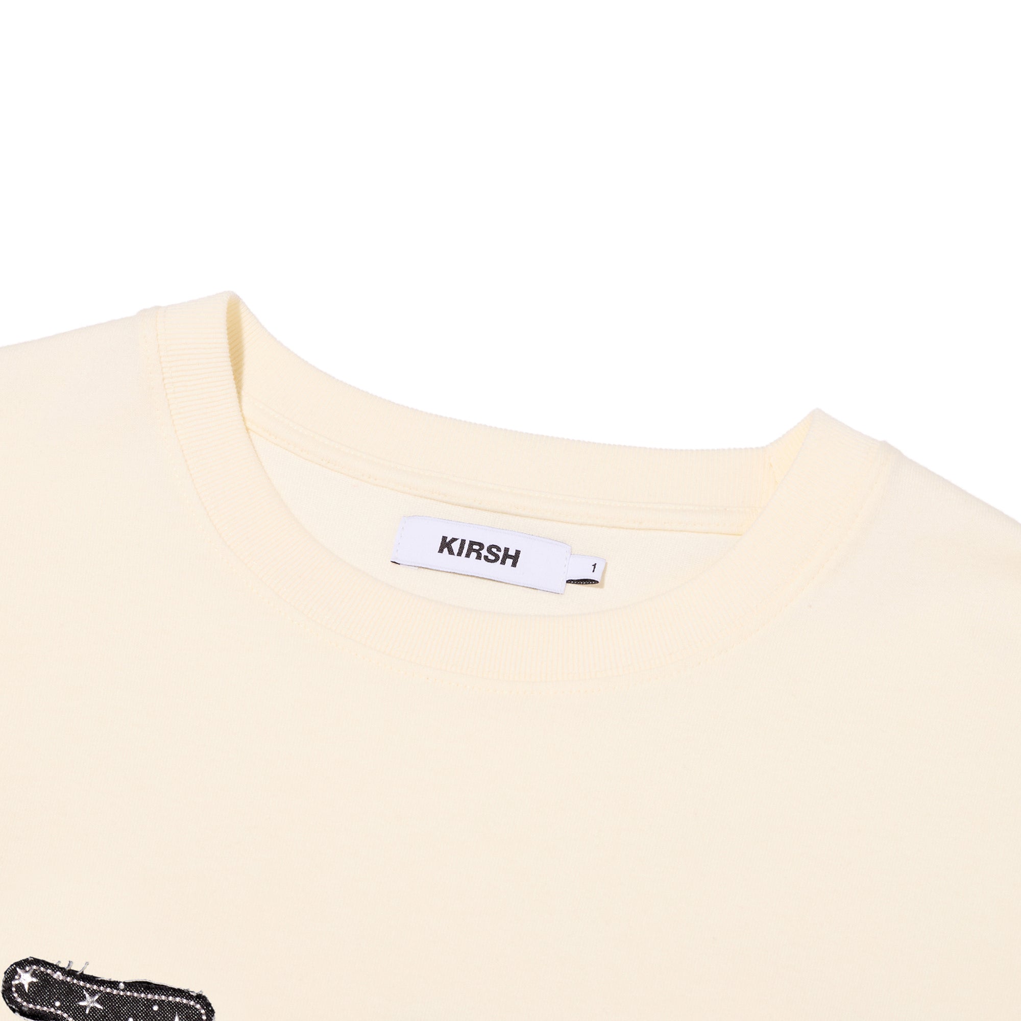 I LOVE KIRSH デニムアップリケ半袖Tシャツ【イエロー】