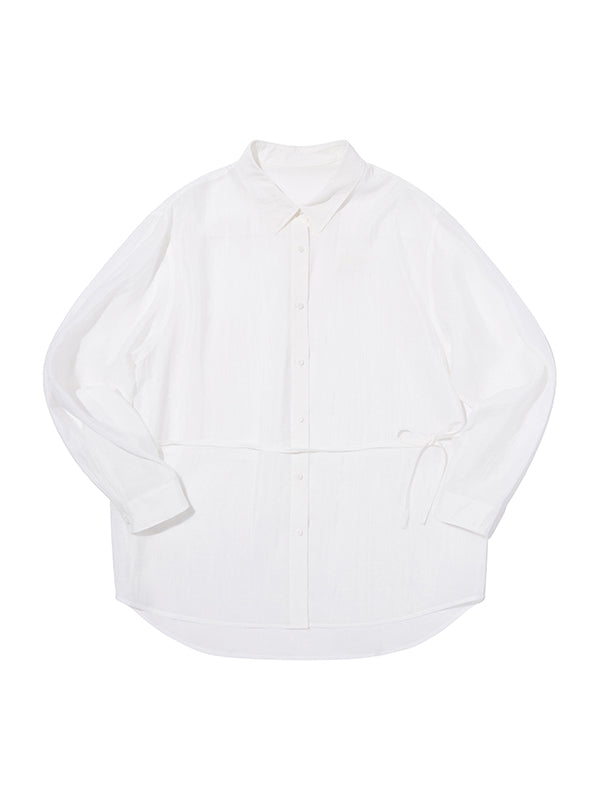 ウエストスリングルーズフィットシャツ【ホワイト】