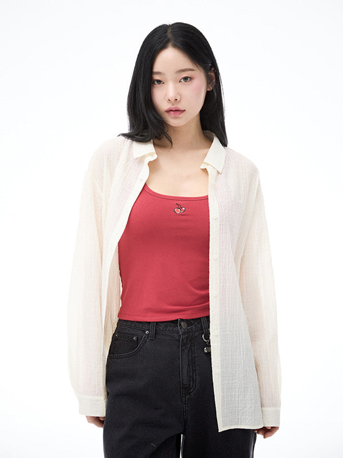 ウエストスリングルーズフィットシャツ【イエロー】