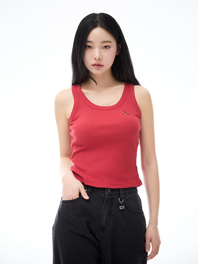 スモールチェリースリムフィットスリーブレス【レッド】