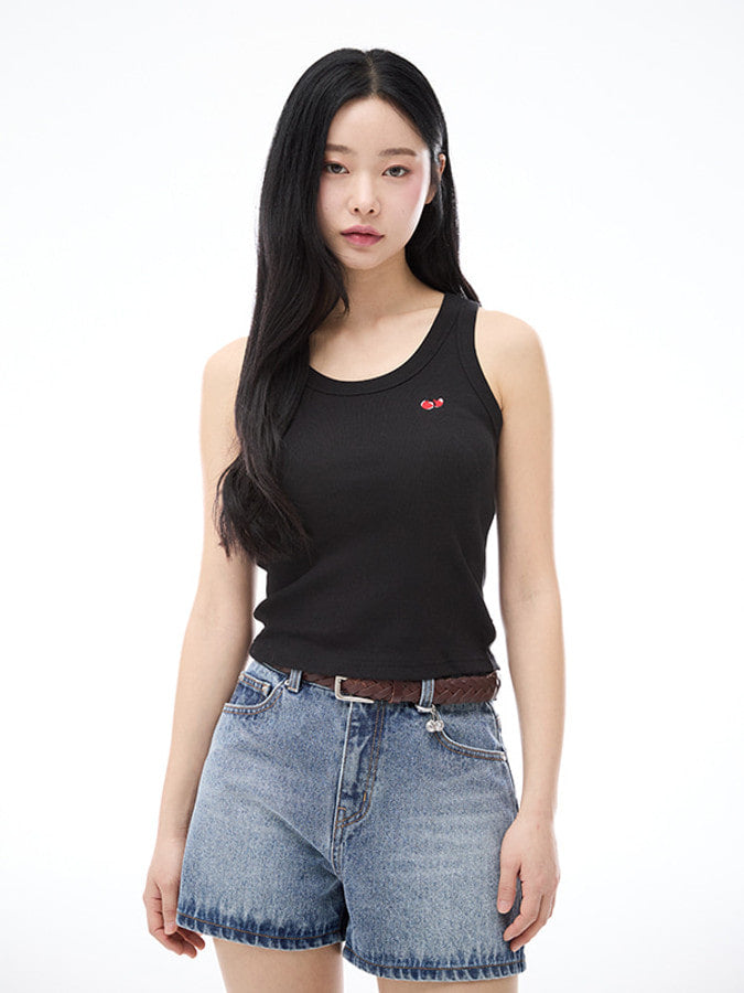 スモールチェリースリムフィットスリーブレス【ブラック】