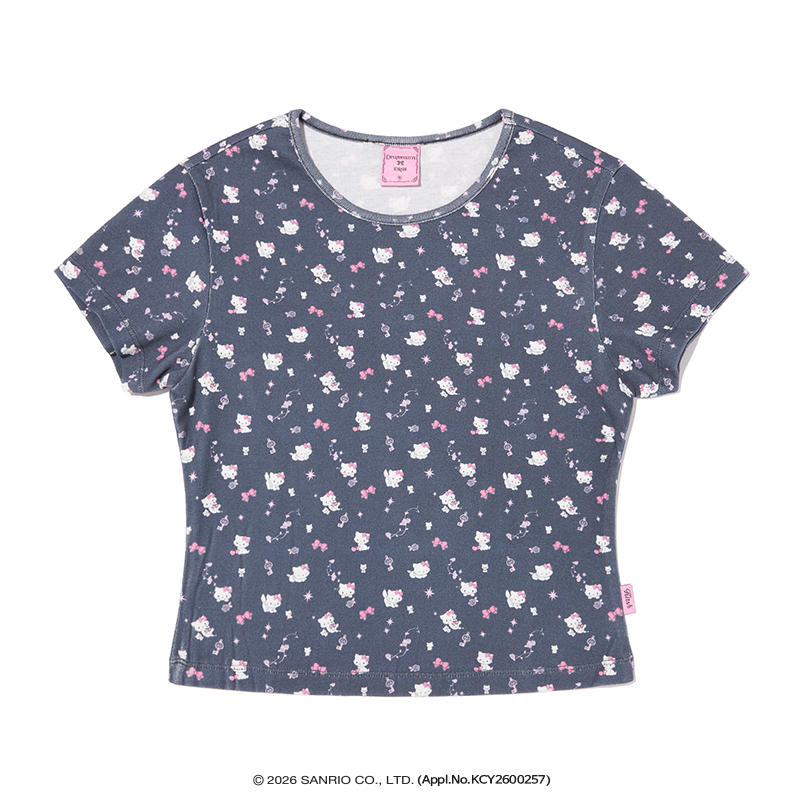 KIRSH X CHARMMYKITTY オールオーバークロップTシャツ【ネイビー】