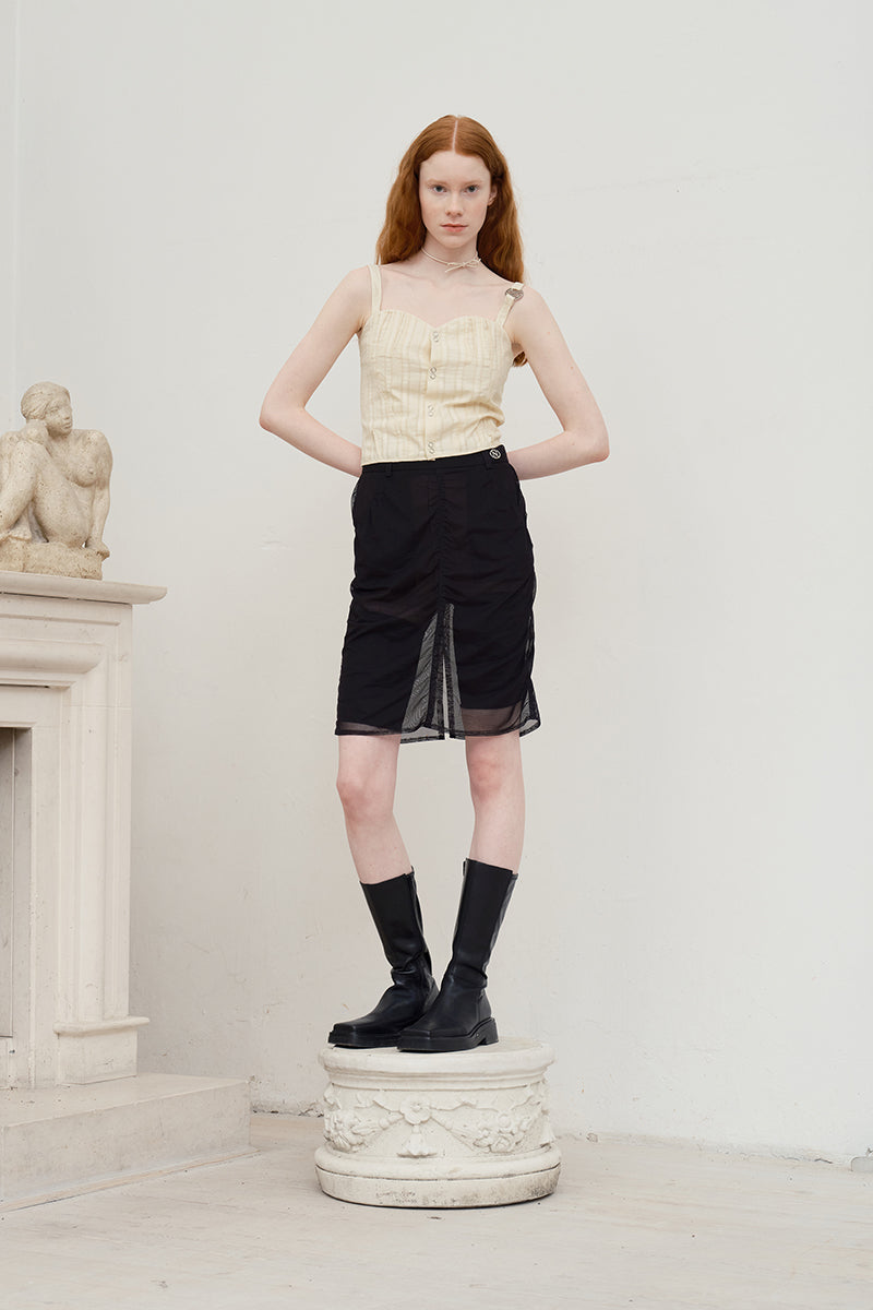 コレクションシースルーミディスカート【ブラック】