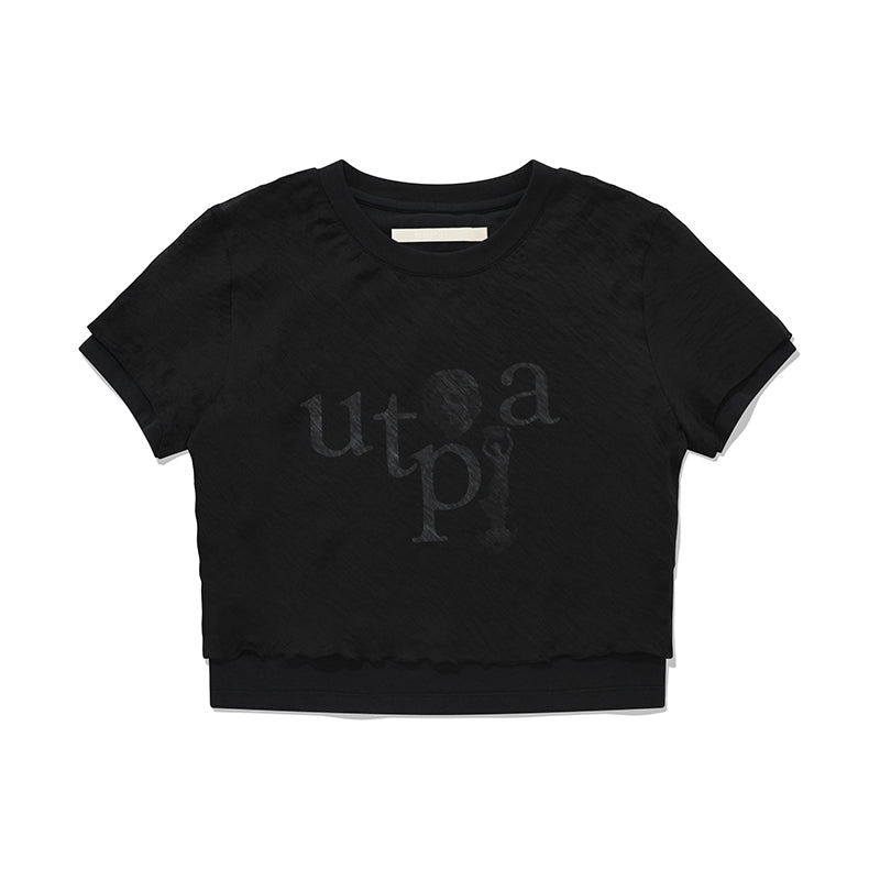 コレクショングラフィックレイヤードTシャツ【ブラック】