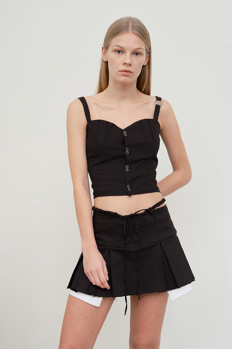 コレクションローウエストプリーツスカート【ブラック】