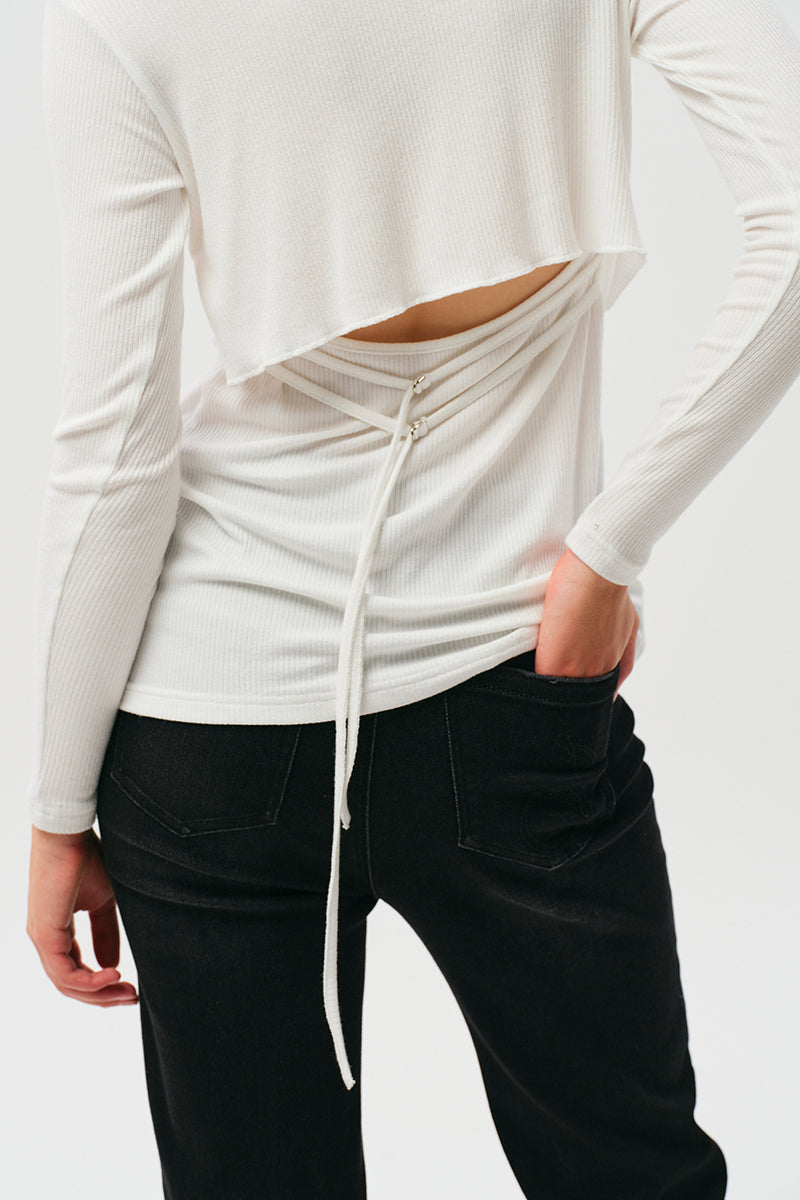 コレクションブラックオープンロングスリーブ【ライトアイボリー】