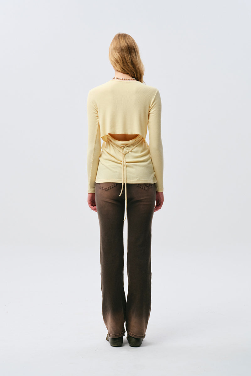 コレクションブラックオープンロングスリーブ【ライトイエロー】