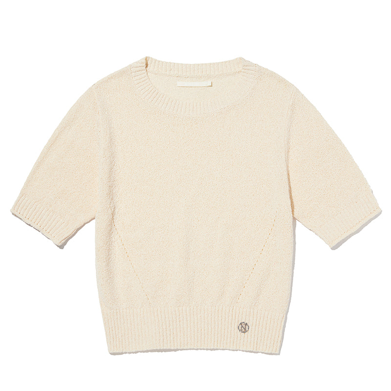 コレクションハーフスリーブクロップニット【アイボリー】