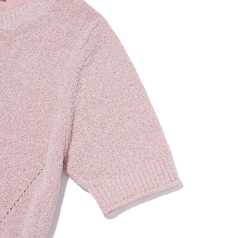 コレクションハーフスリーブクロップニット【ピンク】