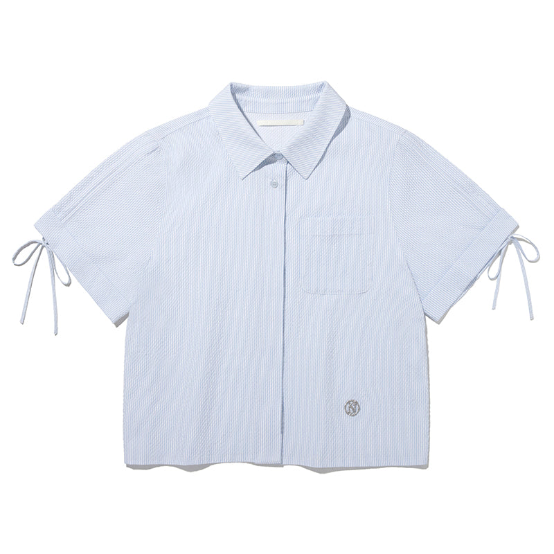 コレクションクロップシアサッカーショートシャツ【スカイ】
