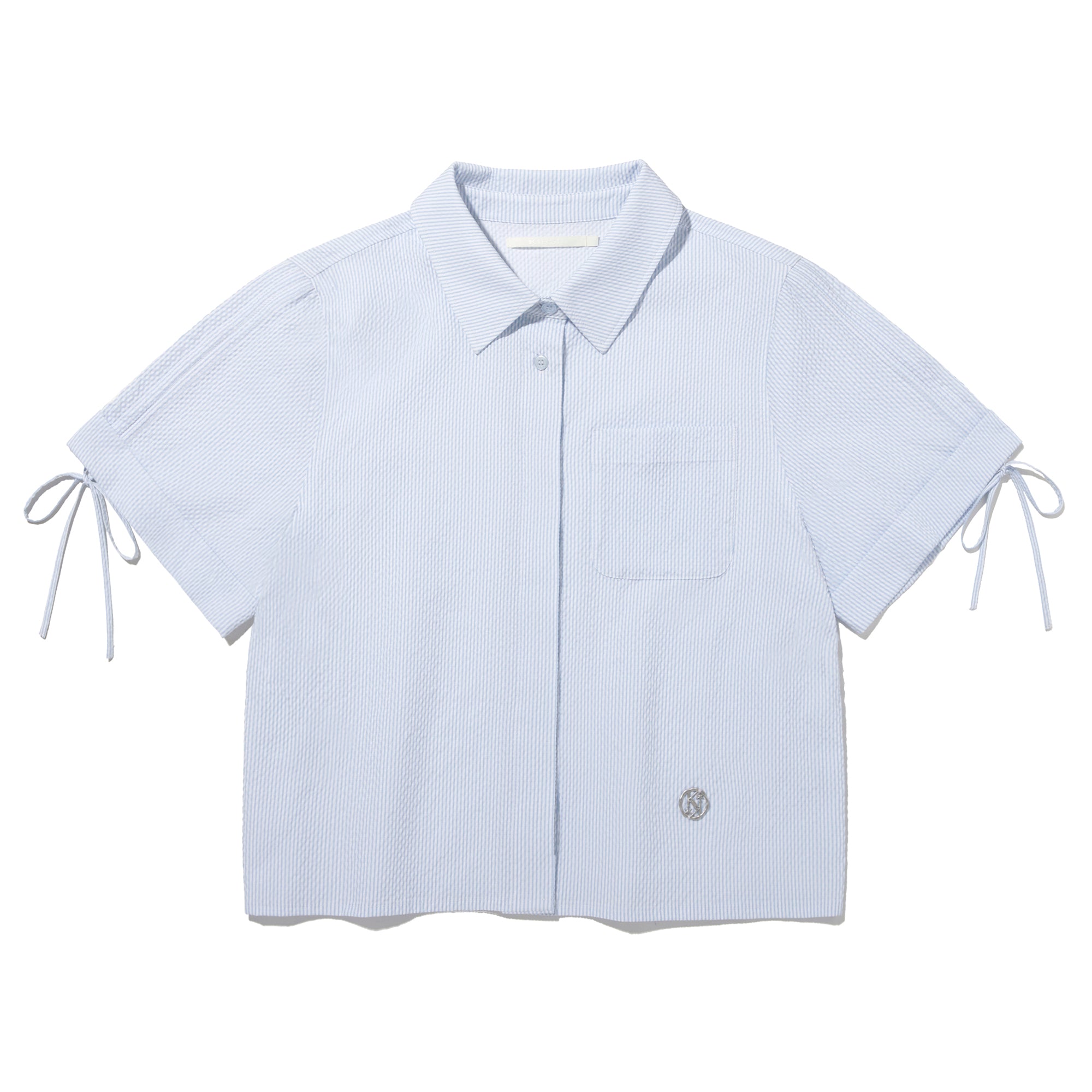 コレクションクロップシアサッカーショートシャツ【スカイ】