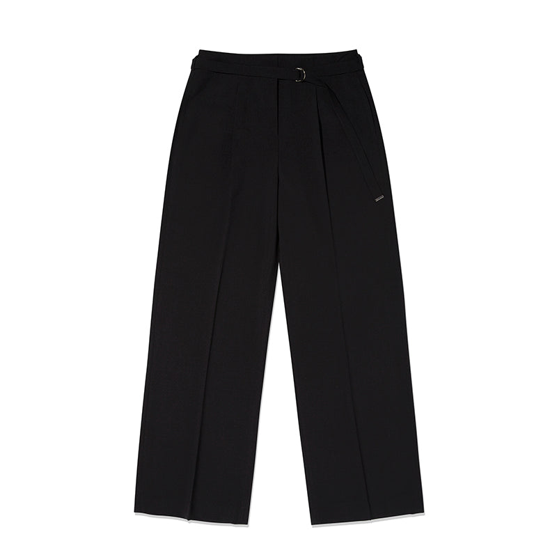 コレクションベルトポイントツータックパンツ【ブラック】