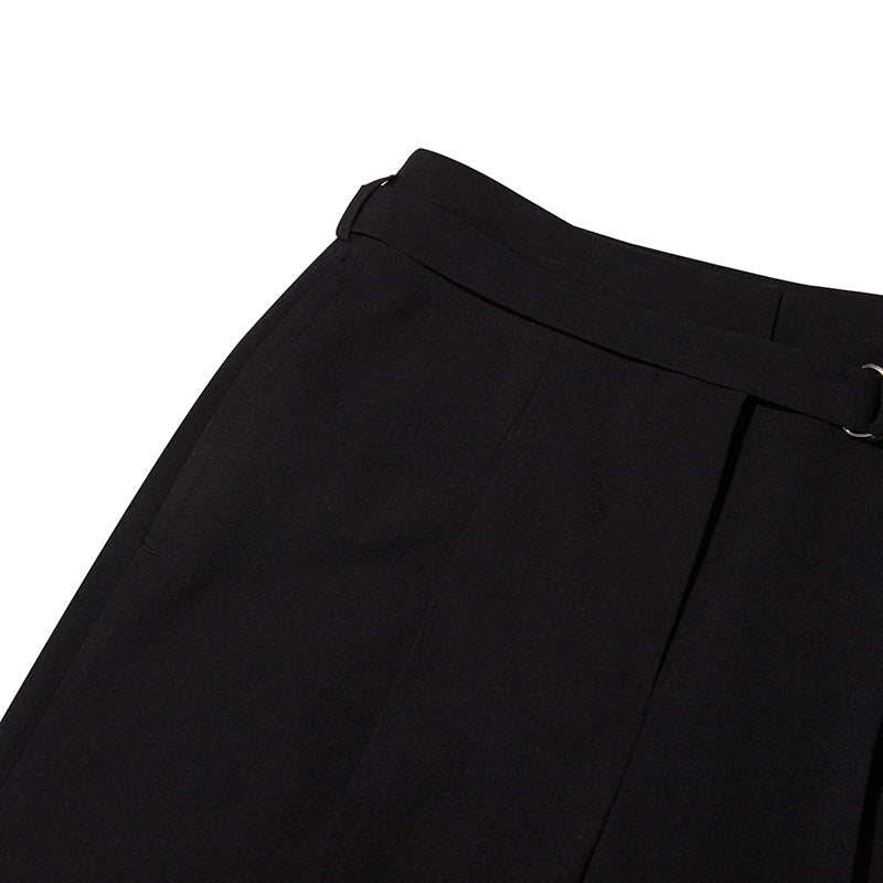 コレクションベルトポイントツータックパンツ【ブラック】