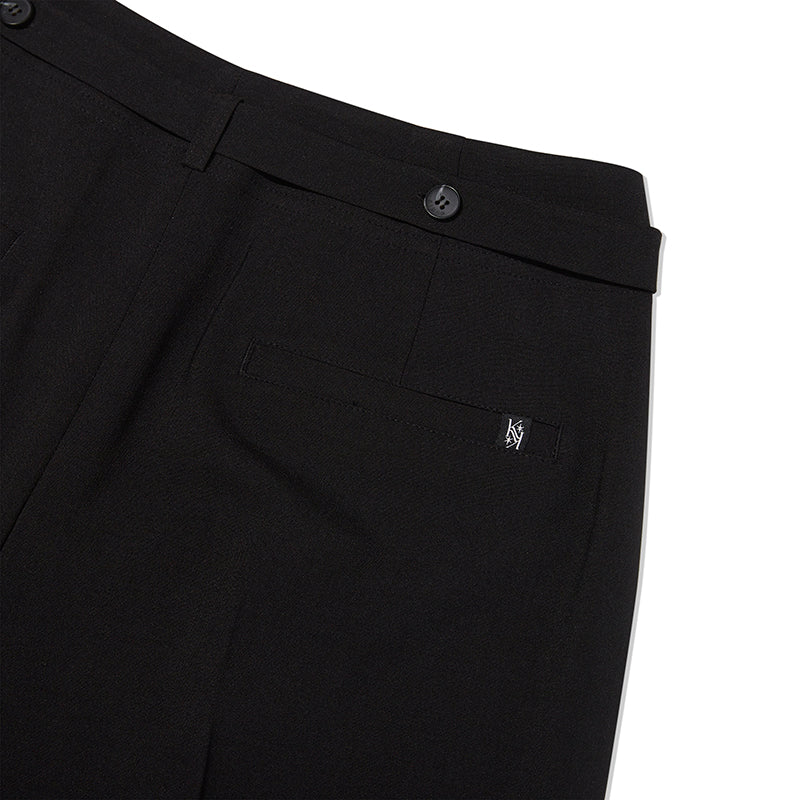 コレクションベルトポイントツータックパンツ【ブラック】