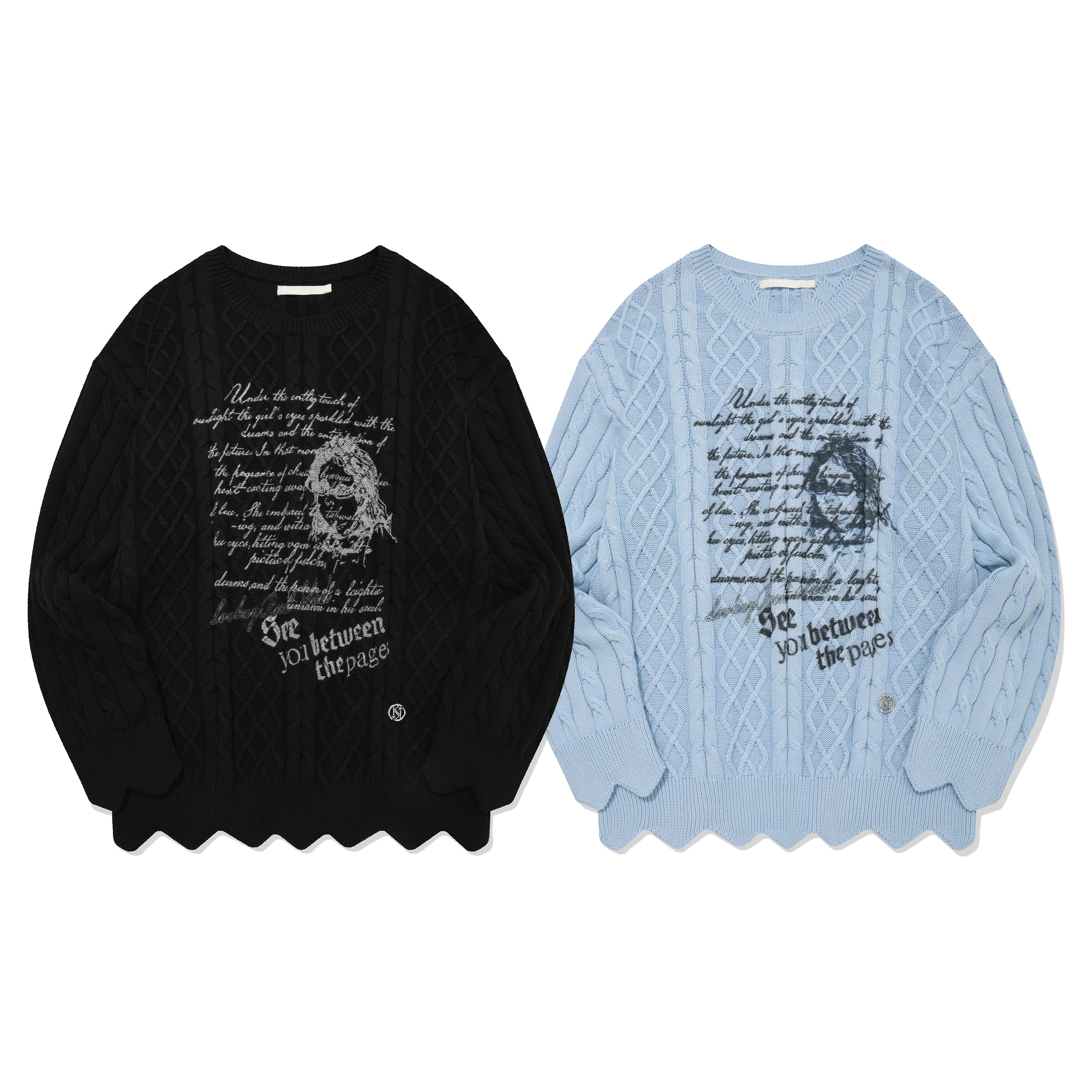 コレクションプリンテッドスカラップニット【スカイ】