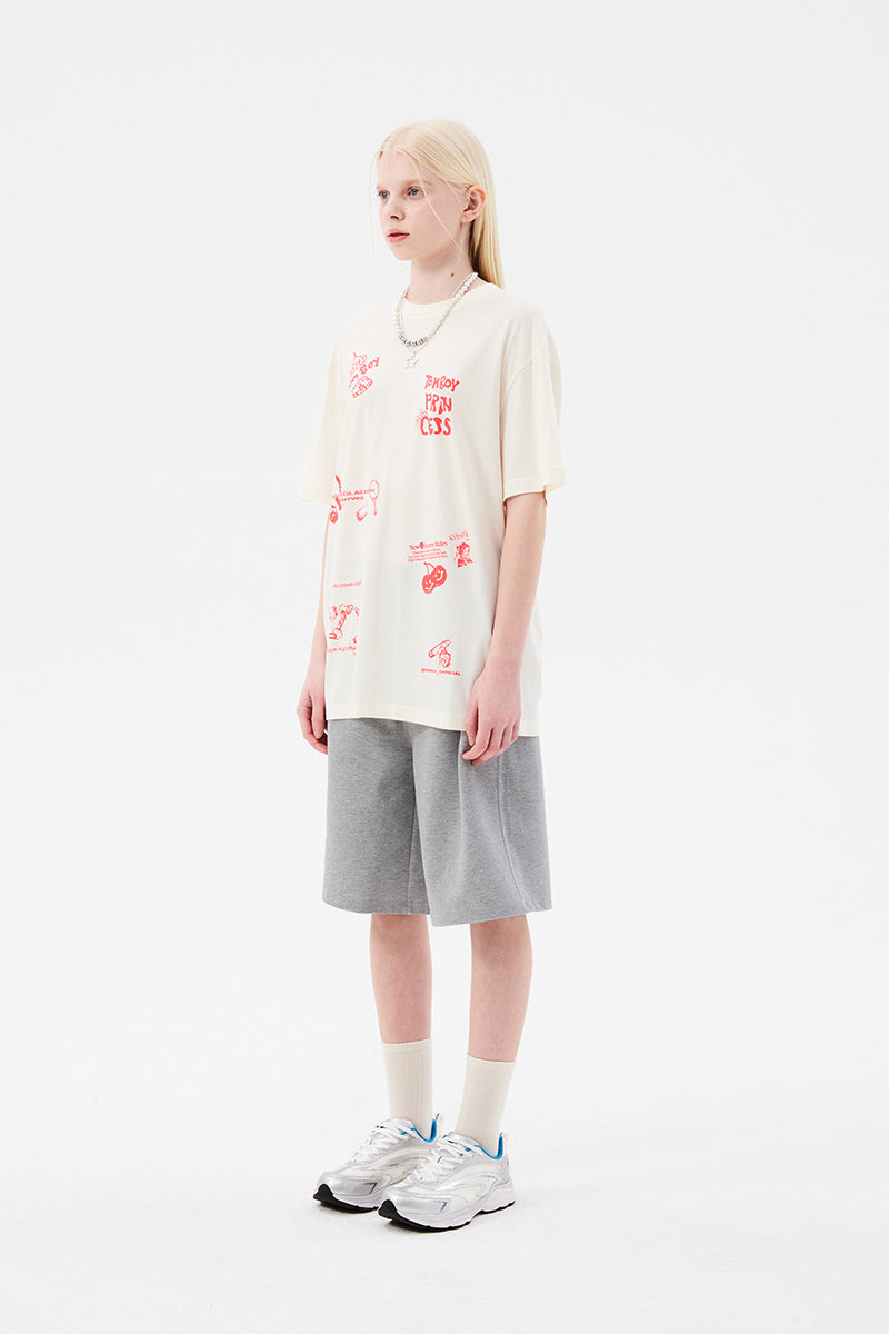 ドゥードゥルチェリーハーフバンディングパンツ【メランジグレー】