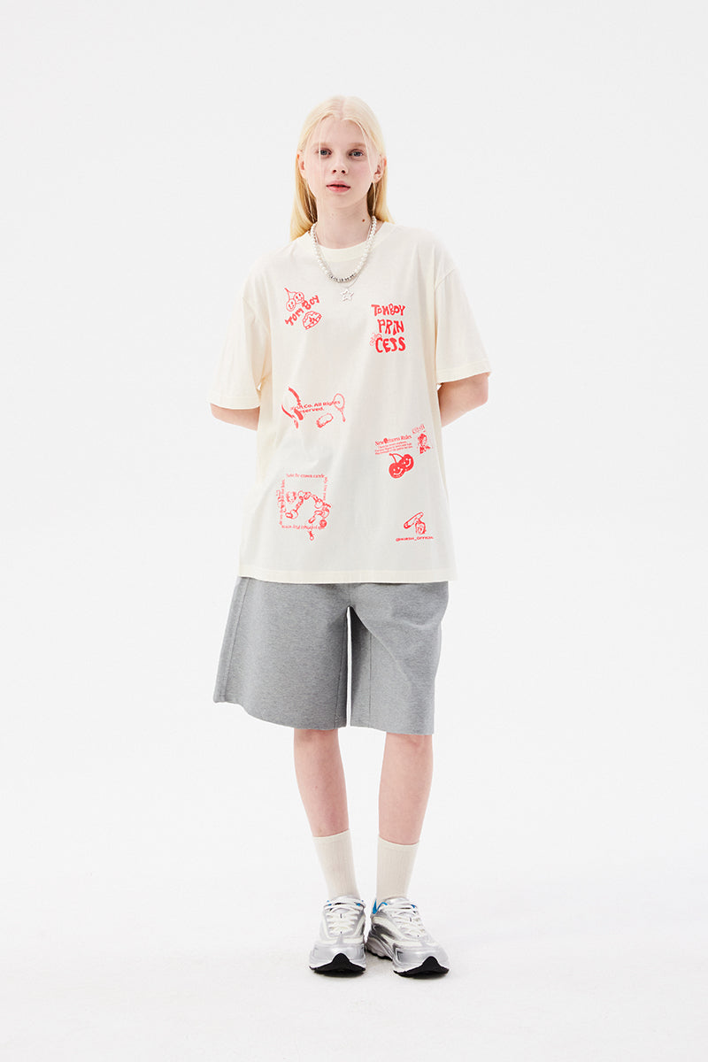 ドゥードゥルチェリーハーフバンディングパンツ【メランジグレー】