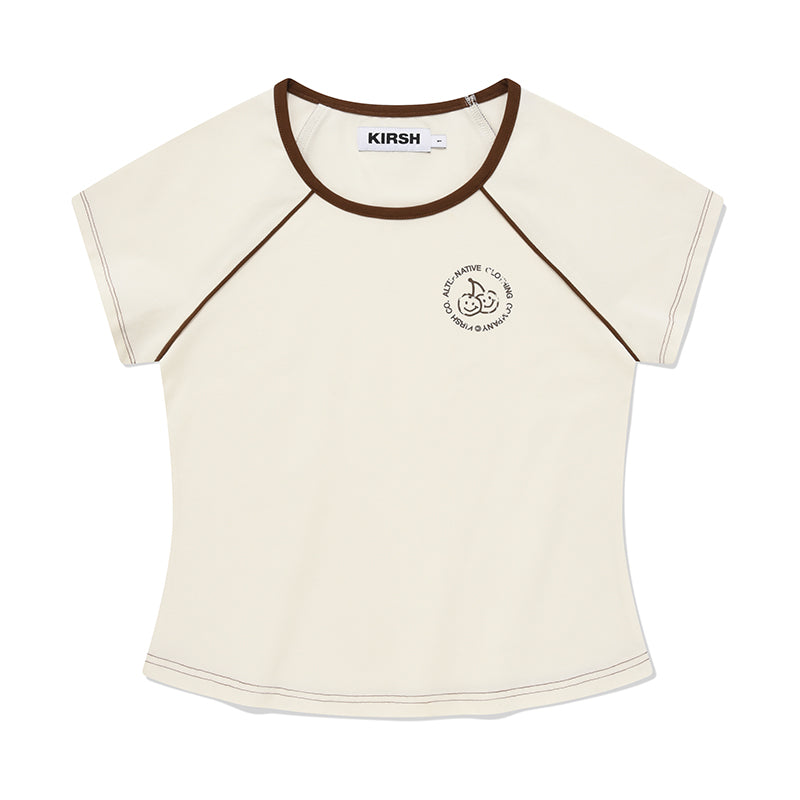 ドゥードゥルチェリーUネックTシャツ【アイボリー】