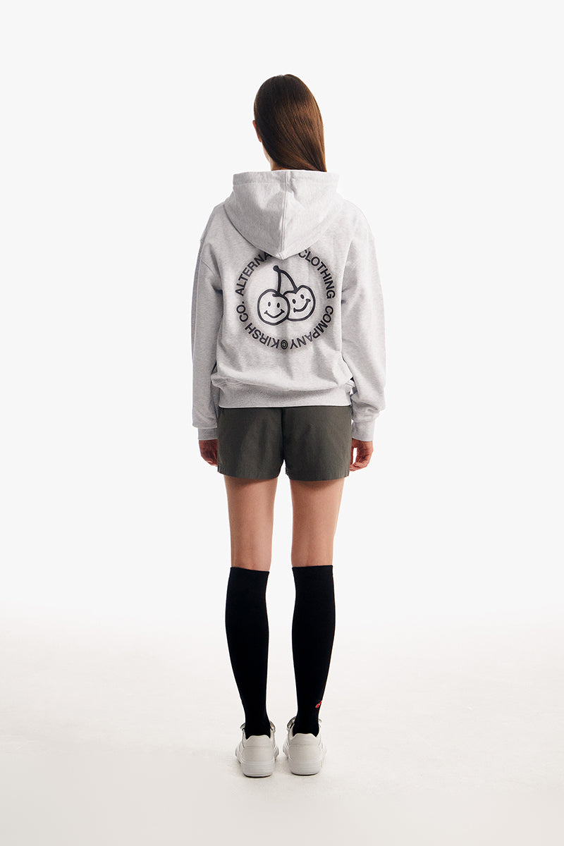 ドゥードゥルチェリーサイクルロゴフーディージップアップ【メランジグレー】