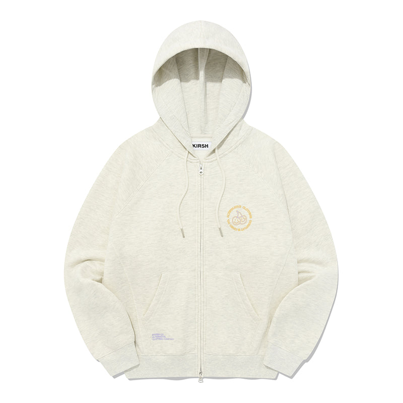 DOODLE CHERRY CIRCLE LOGO NAPPING HOODIE ZIP UP【OATMEAL】