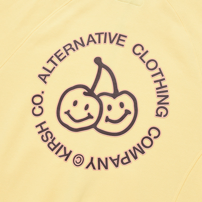 ドゥードゥルチェリーサークルロゴナッピングフーディージップジップアップ【ライトイエロー】