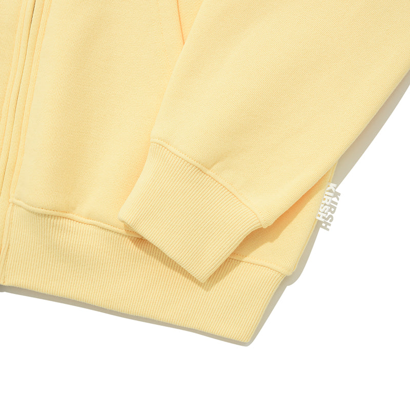 ドゥードゥルチェリーサークルロゴナッピングフーディージップジップアップ【ライトイエロー】