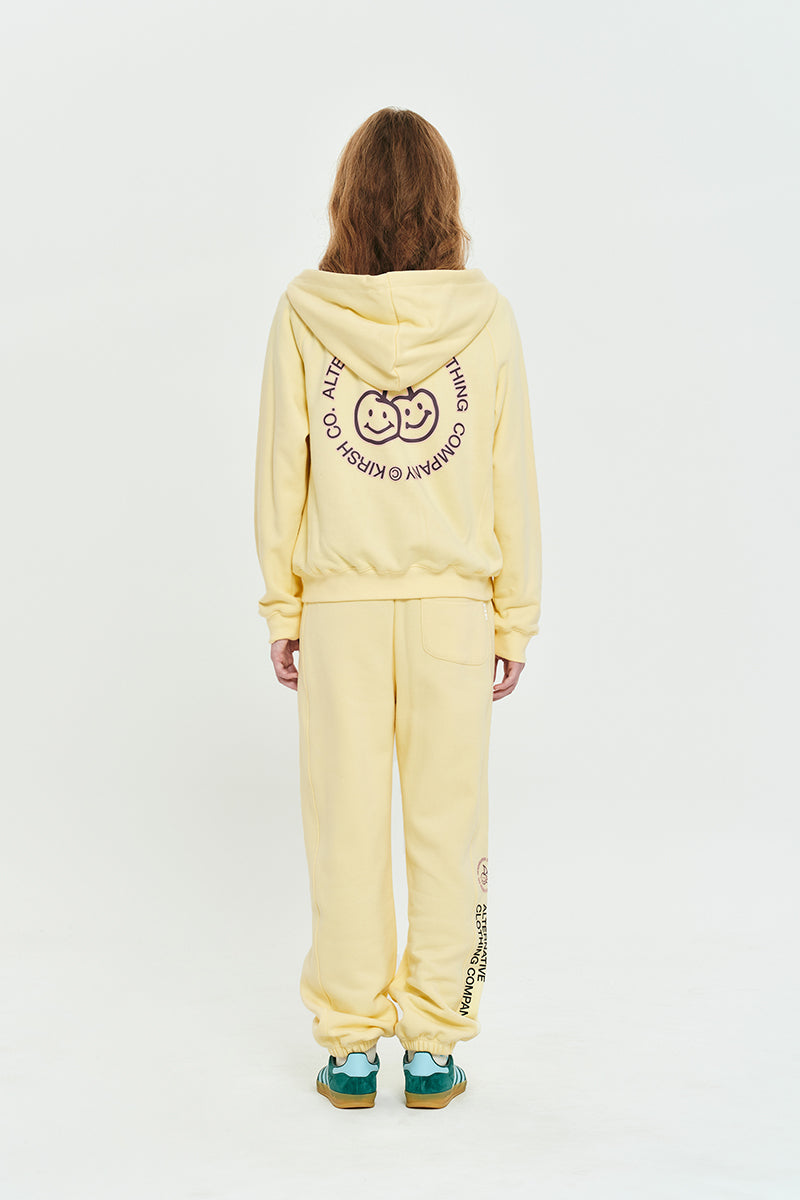 ドゥードゥルチェリーサークルロゴナッピングフーディージップジップアップ【ライトイエロー】