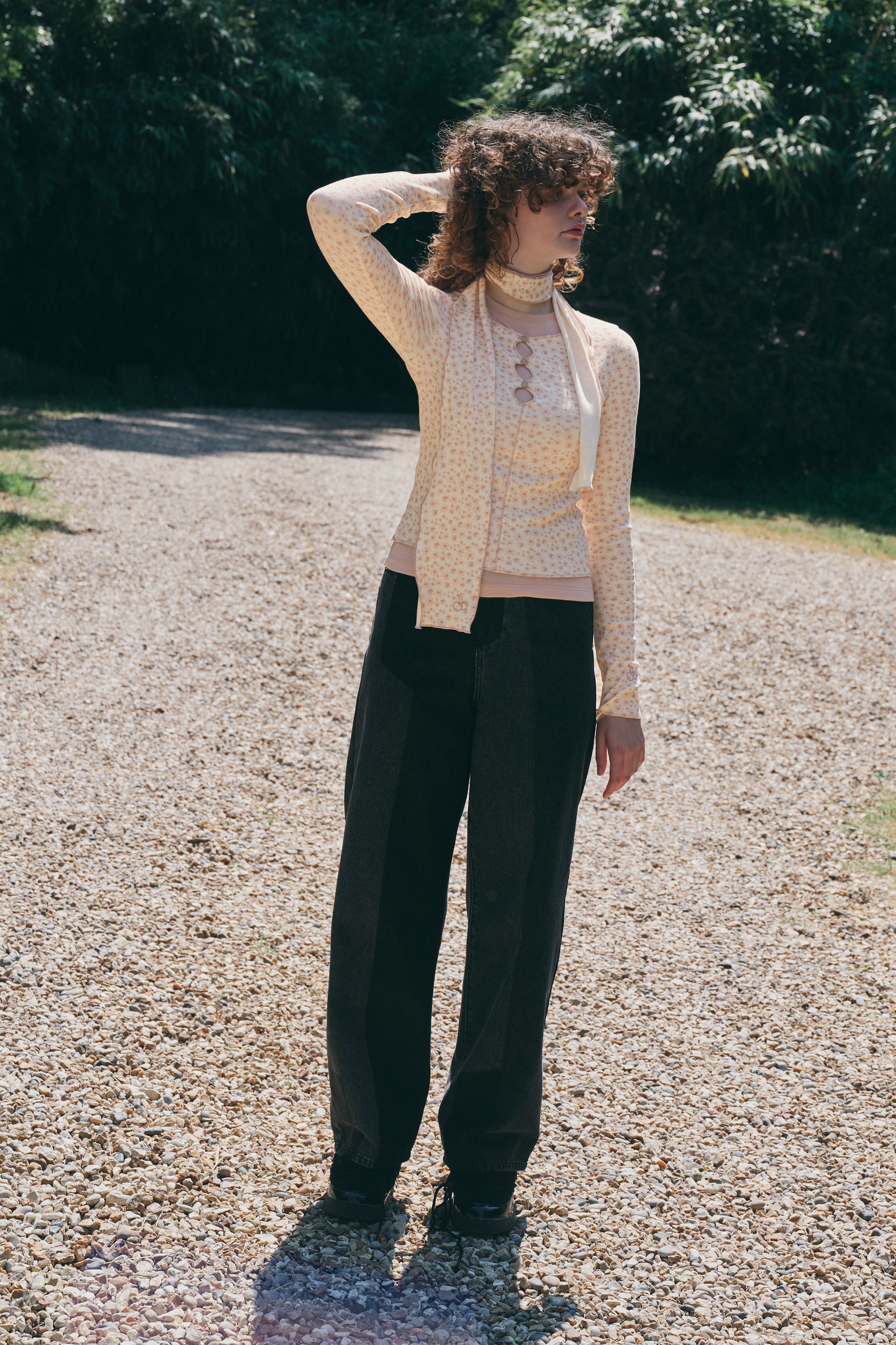 チェリーボヘミアンスリムマフラー【サーモン】