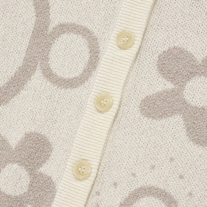 チェリージャガードパターンショートスリーブカーディガン【アイボリー】