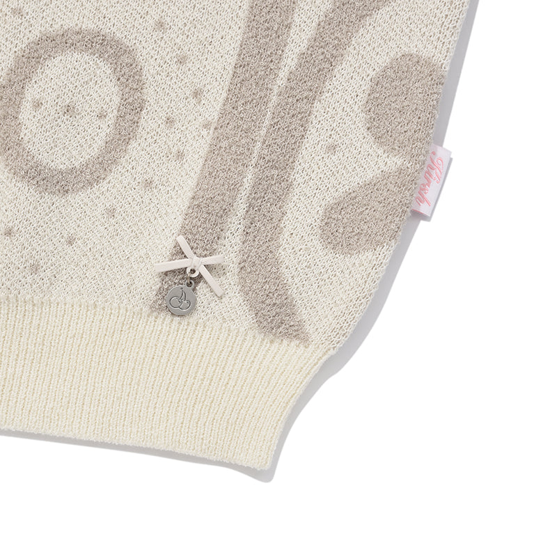 チェリージャガードパターンショートスリーブカーディガン【アイボリー】