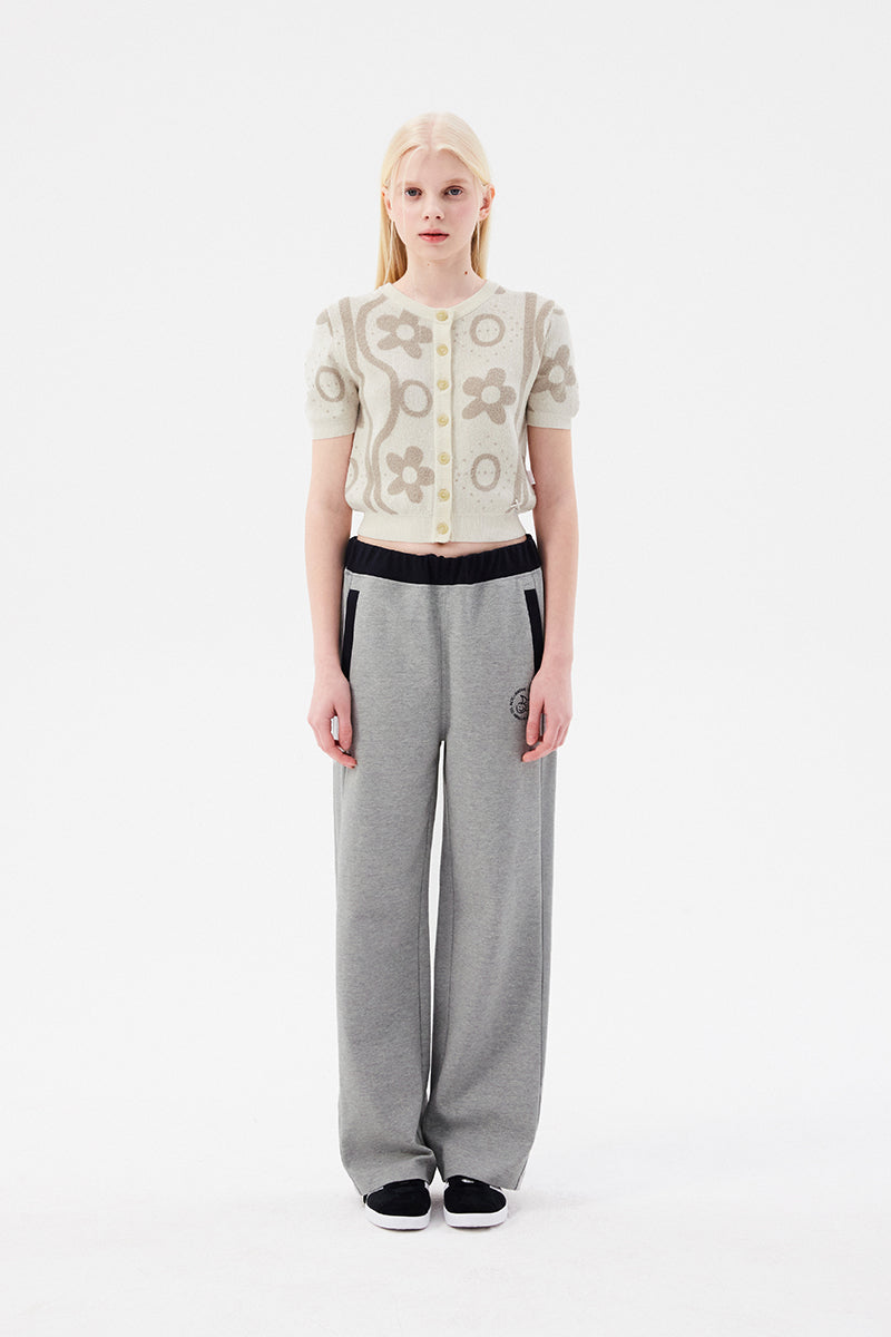 チェリージャガードパターンショートスリーブカーディガン【アイボリー】