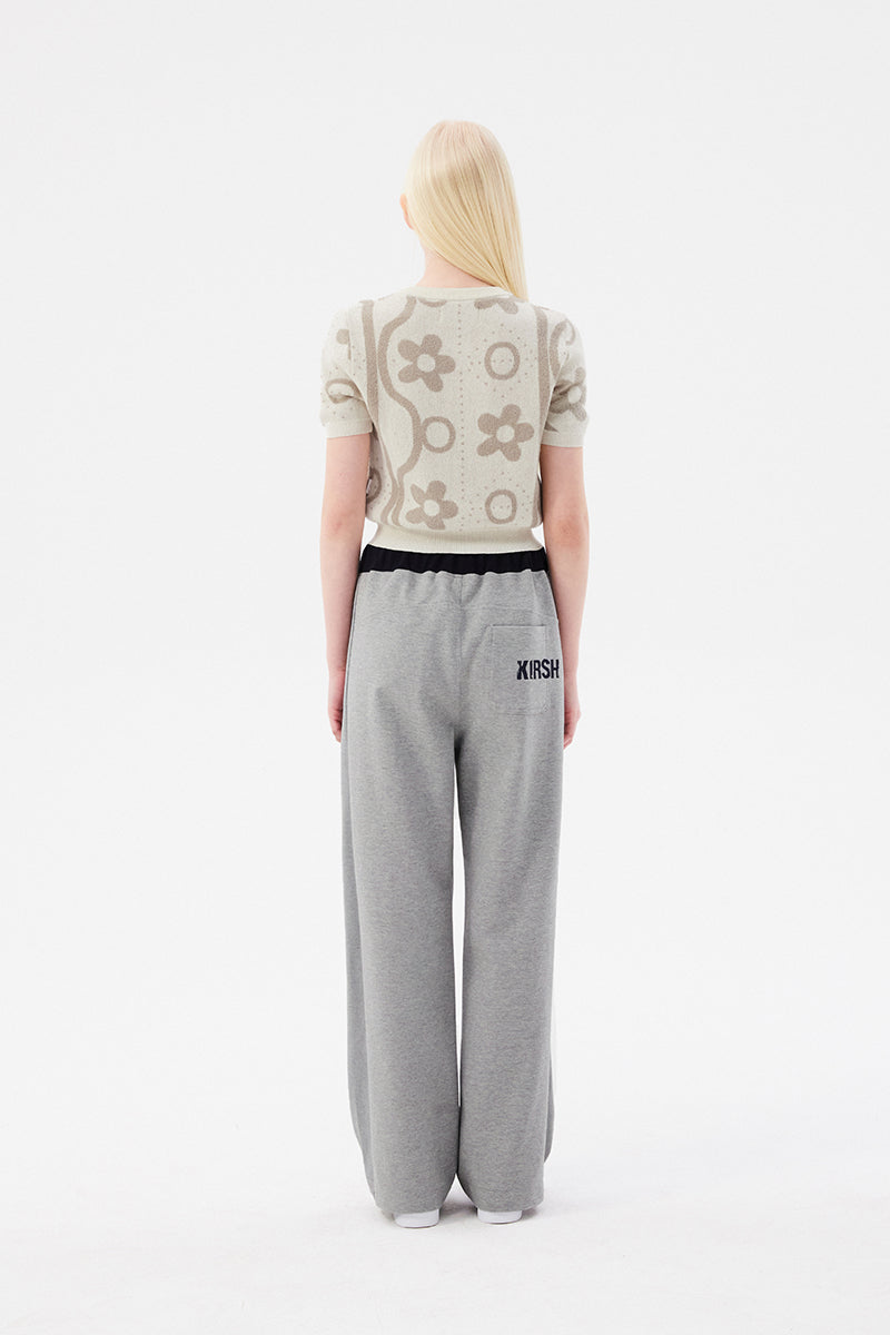 チェリージャガードパターンショートスリーブカーディガン【アイボリー】