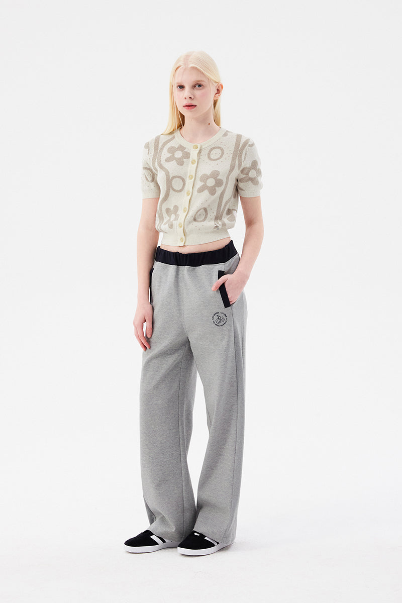 チェリージャガードパターンショートスリーブカーディガン【アイボリー】