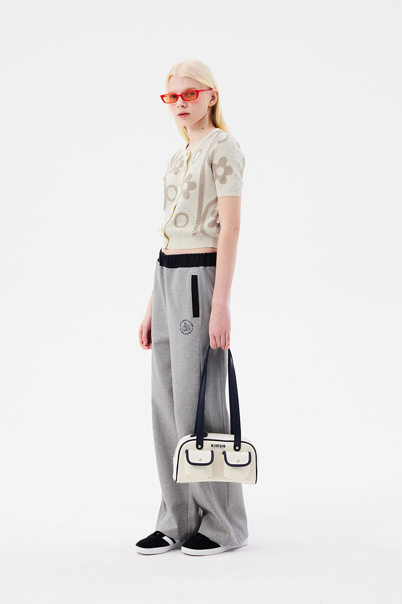 チェリージャガードパターンショートスリーブカーディガン【アイボリー】