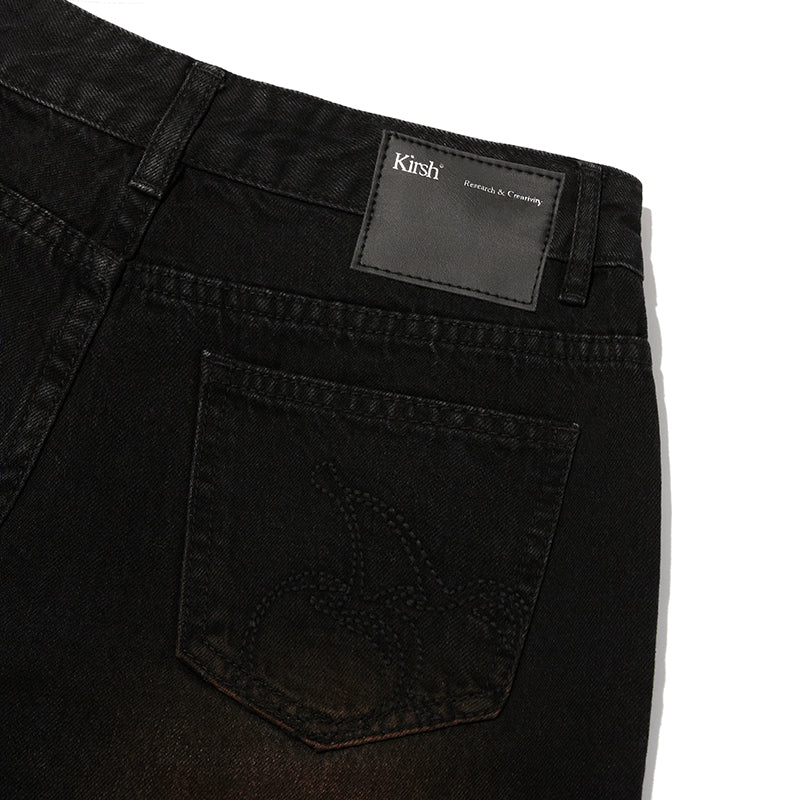 チェリーダメージデニムショートパンツ【ブラック】