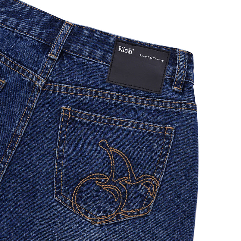 チェリーダメージデニムショートパンツ【ブルー】