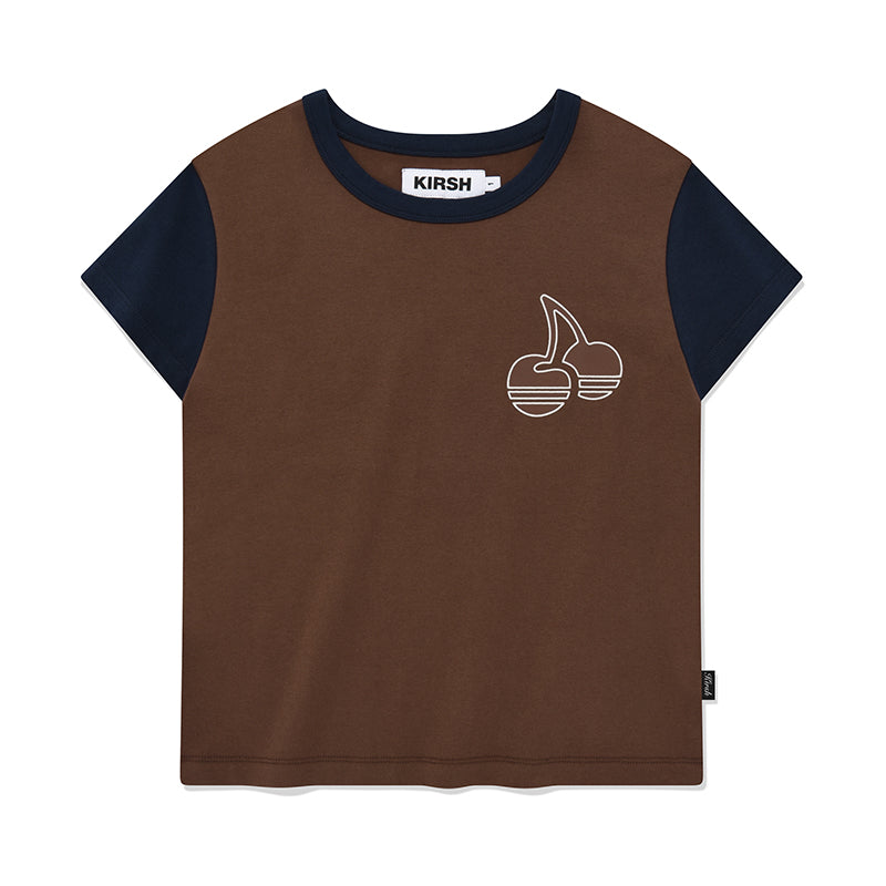 チェリーカラーリングキャップスリーブTシャツ【ブラウン】