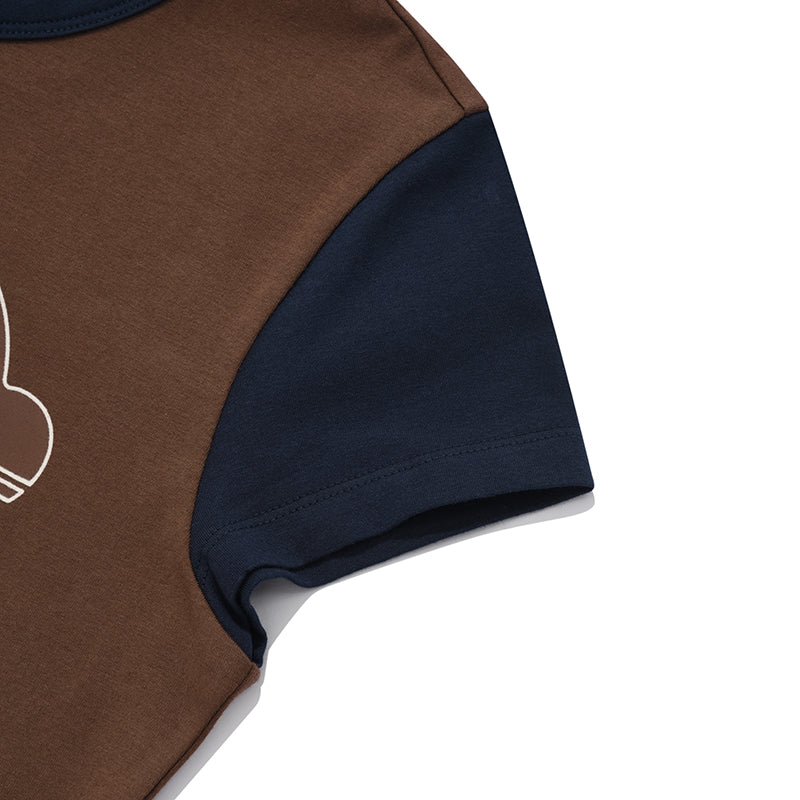 チェリーカラーリングキャップスリーブTシャツ【ブラウン】
