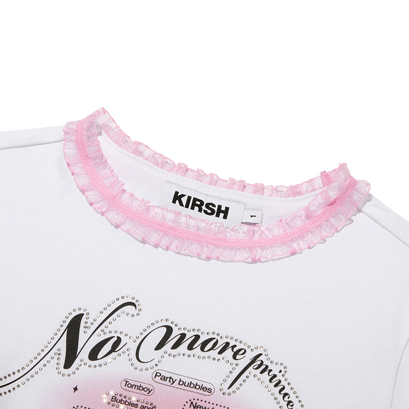 チェリーホットフィックスレースクロップTシャツ【ホワイト】