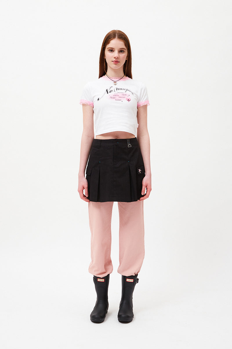 チェリーホットフィックスレースクロップTシャツ【ホワイト】