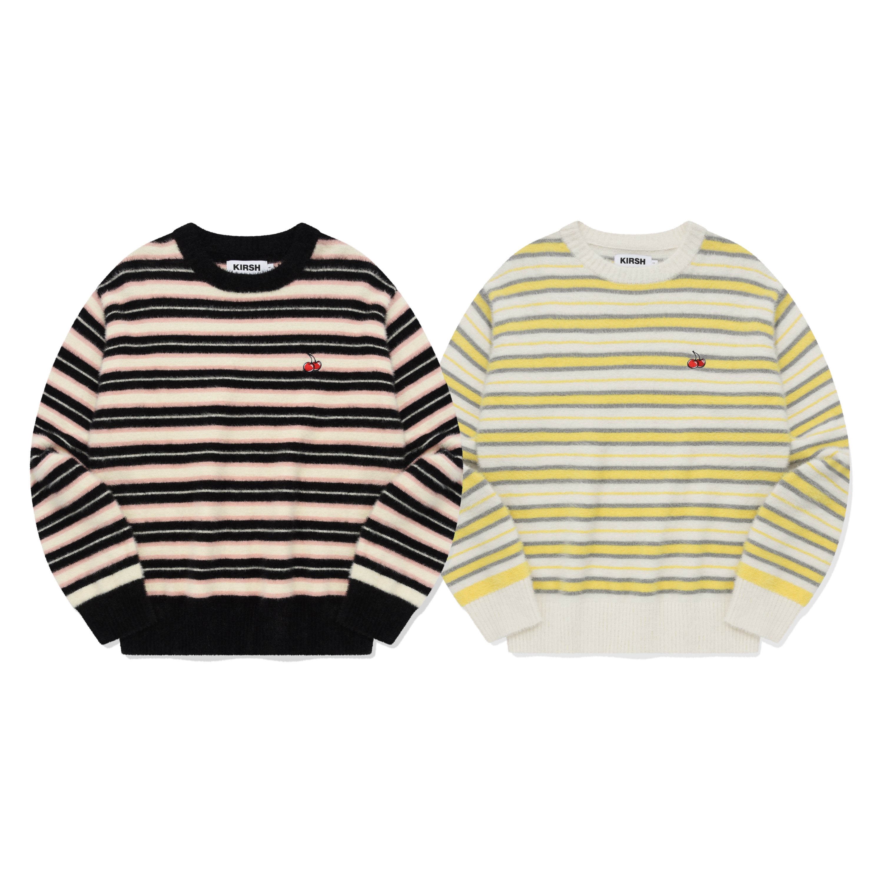 チェリーストライプパターンニット【ライトイエロー】