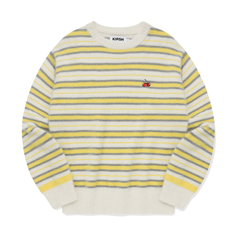 チェリーストライプパターンニット【ライトイエロー】