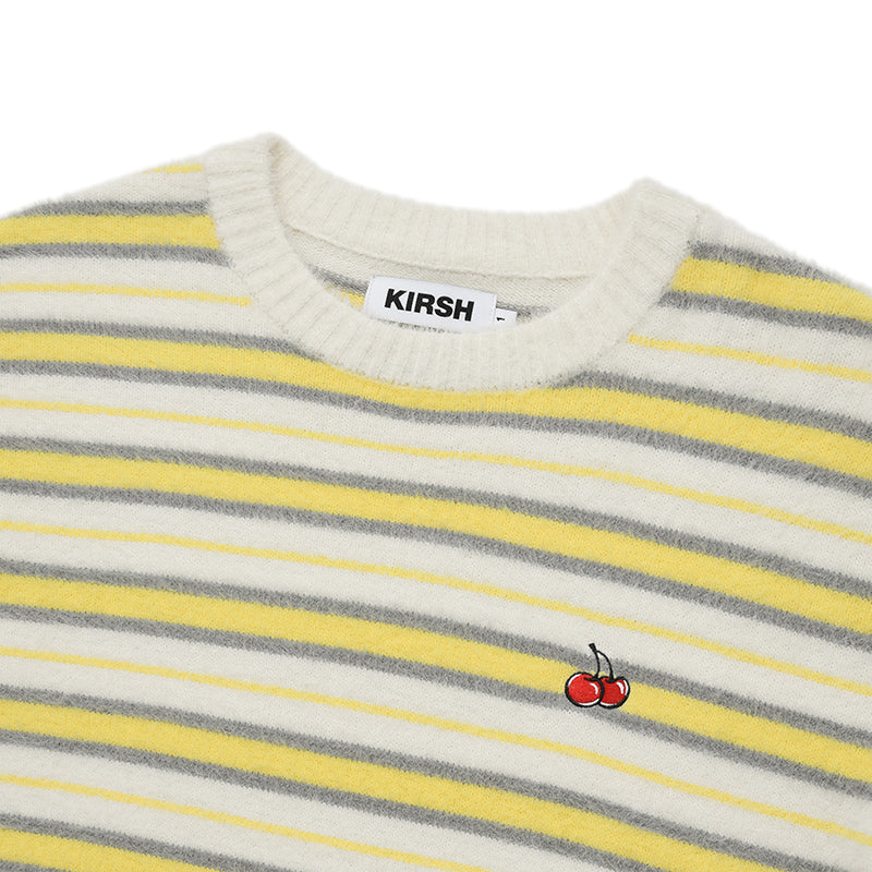 チェリーストライプパターンニット【ライトイエロー】