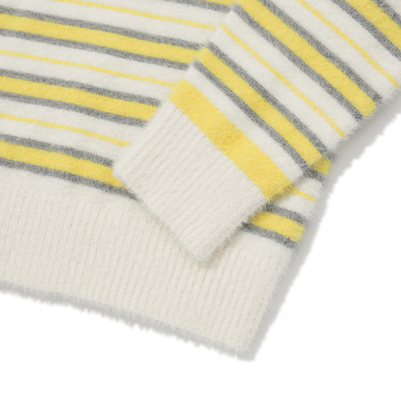 チェリーストライプパターンニット【ライトイエロー】